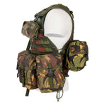 Side profile of Dutch DPM modular load bearing vest showing adjustable side cord lacing