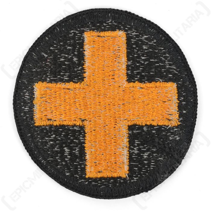 Back view of original US 33rd Infantry Division patch showing thread backing and merrowed edge