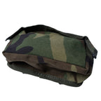 Top isometric view of the Dutch Army chest pouch showing the secure zippered closure and protective storm flap
