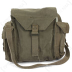 Front view of SADF 70 Pattern Small Pack showing top flap and metal strap buckle closure