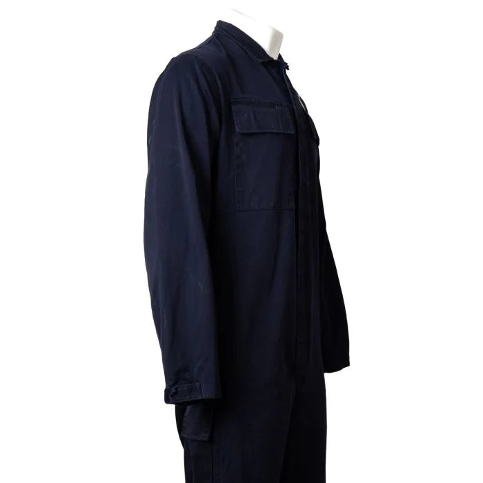 Side profile of Royal Navy general service boiler suit showing chest and leg pockets