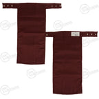 Back view of two maroon bib-style medical neckerchiefs showing the metal popper strap closures.