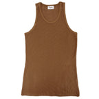 Front view of the genuine SADF Nutria brown mesh military vest showing the classic scoop neck and athletic design.