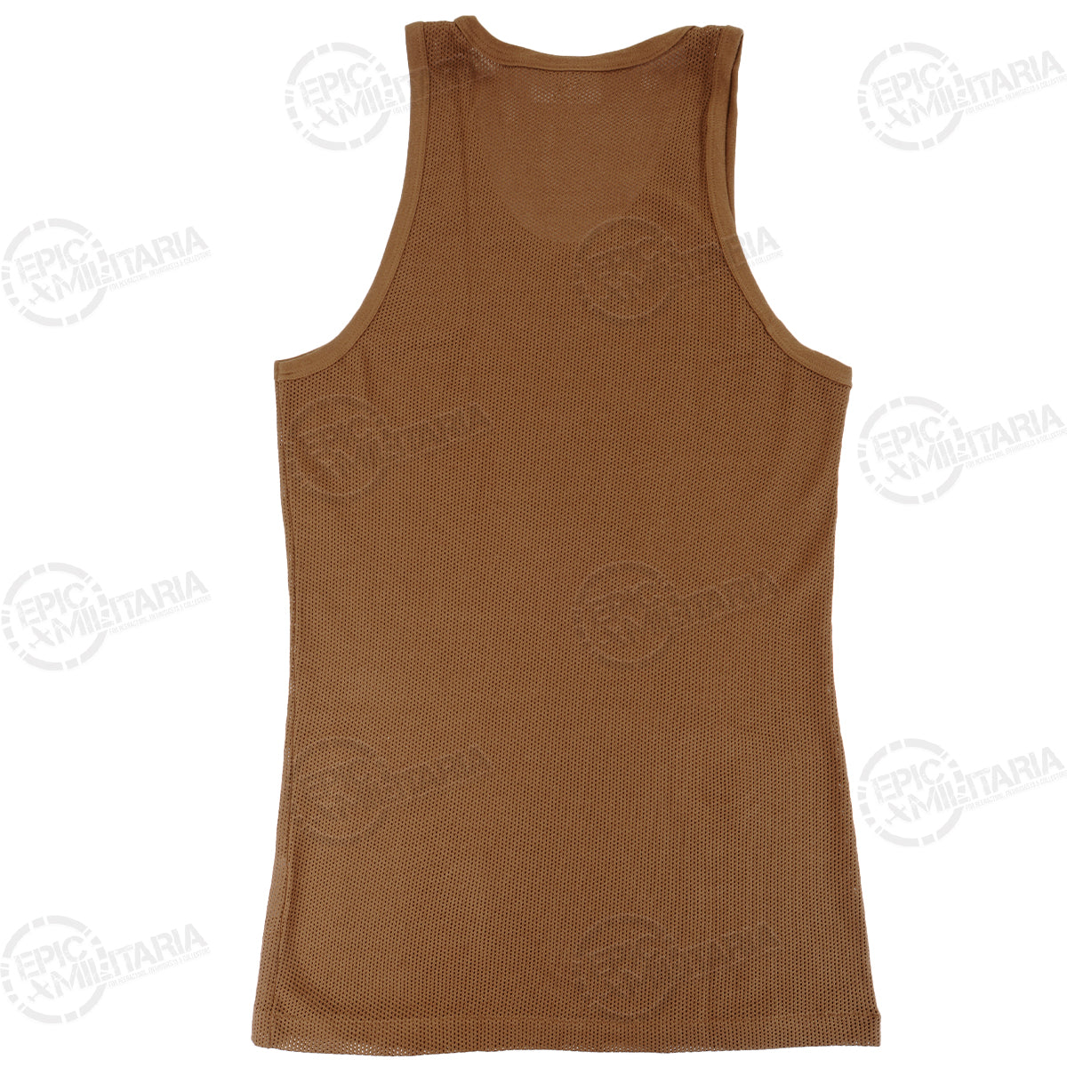 Rear view of the genuine South African military surplus nutria brown mesh vest, highlighting the breathable fabric construction.