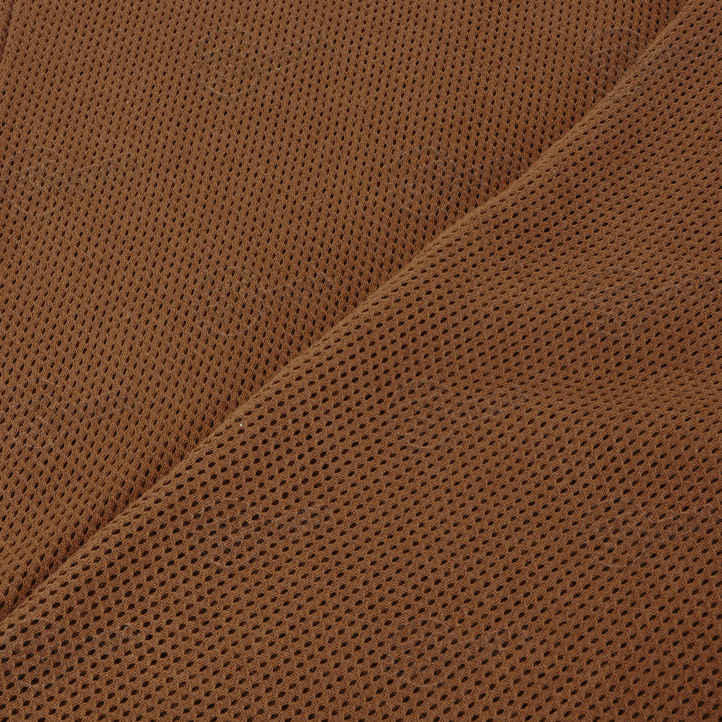 Detailed close-up of the nutria brown military mesh fabric, showcasing the uniform hole pattern designed for maximum airflow.