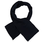 Dark blue original Swedish military wool scarf styled in a neat loop for a classic look.