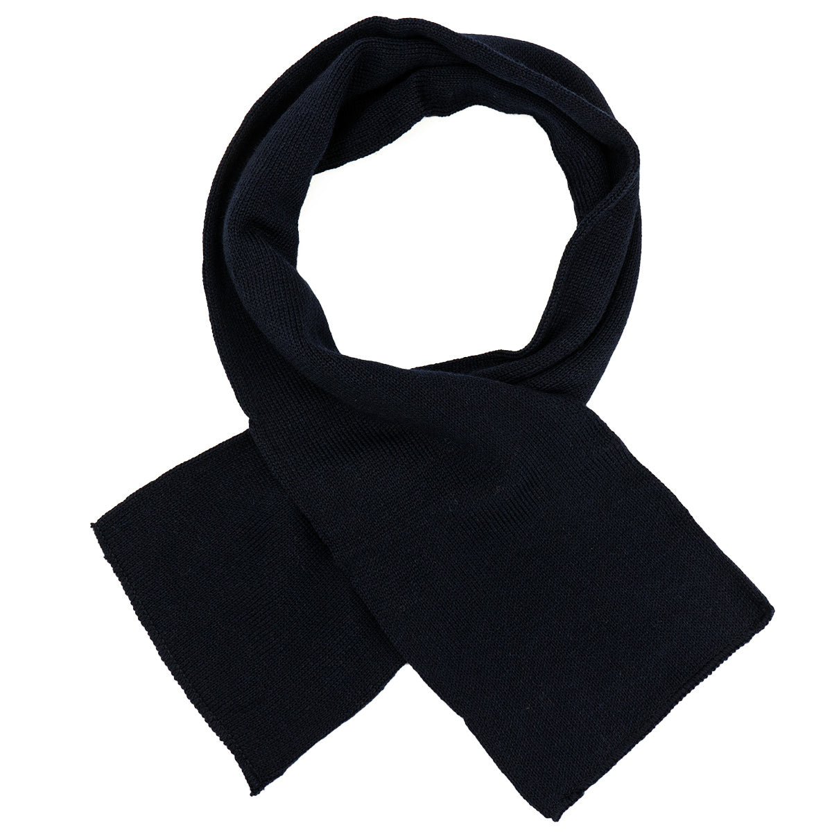 Dark blue original Swedish military wool scarf styled in a neat loop for a classic look.