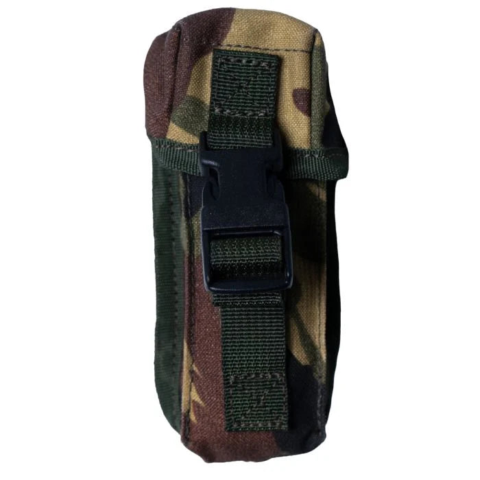 Front view of closed Dutch Army DPM Glock magazine pouch with black quick-release buckle