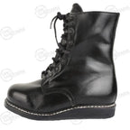 Outer side profile of German army pilot boot showing high ankle support and speed lace eyelets