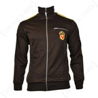 Front view of the East German Sports Jacket in brown with the embroidered ASV chest patch and full-length zipper
