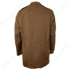 Rear view of South African SADF Nutria Summer Bush Jacket showing plain back panel and hem cinch