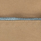Detailed view of light blue piping trim on a WW2 US Army Khaki Garrison Cap, showing quality vintage craftsmanship.