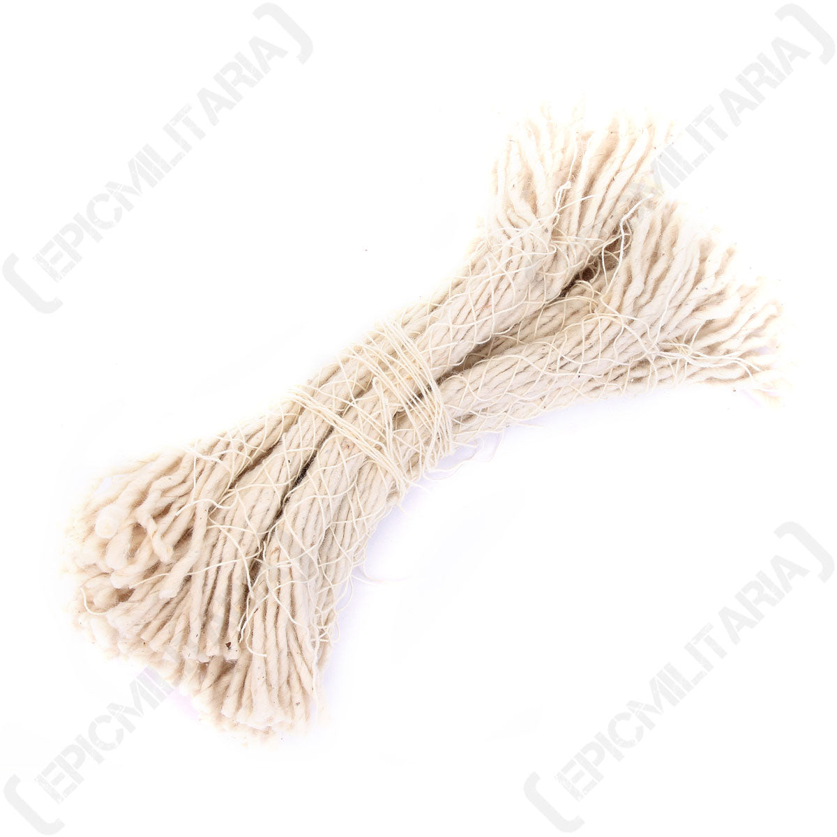 Army surplus rifle cleaning wicks displayed as a tied bundle, branded with faint translucent text overlay for authentication.