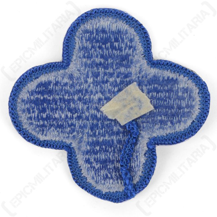 Reverse view of vintage US 88th Infantry Division patch showing white thread embroidery backing