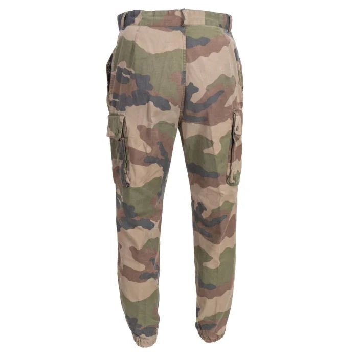 Rear view of original French Army F2 CCE woodland camouflage combat pants