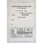 Official issue military label on British Royal Navy white shorts with NATO Stock Number