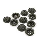 Ten original 18mm field grey German military dish buttons arranged in a pyramid formation against a plain white background.