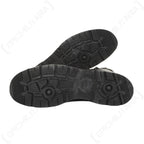Bottom view of a pair of Bundesmarine jackboots highlighting the robust, patterned rubber soles for superior grip.