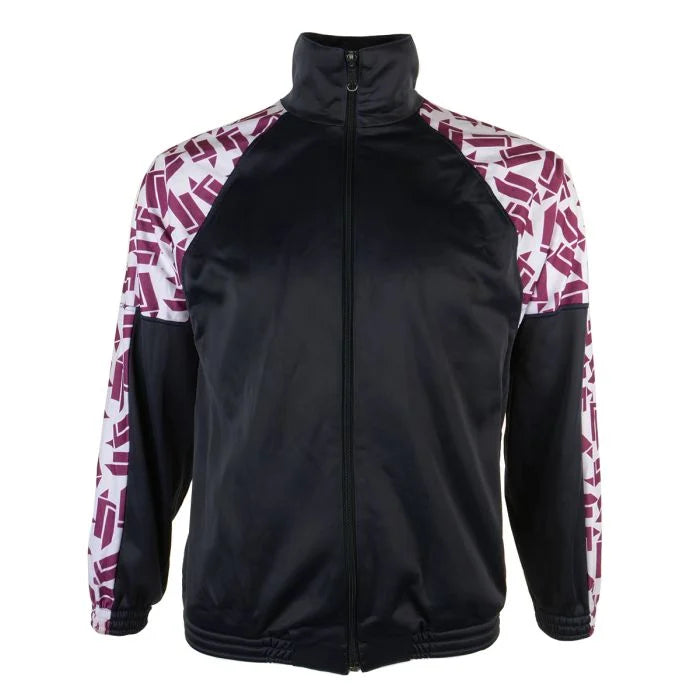 Original French Autun military sports jacket in navy with purple and white pattern front view