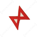 Angled view showing texture and raw cut edge construction of US 10th Army patch