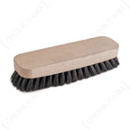 Original German Army clothes brush featuring a smooth, durable light-colored wooden handle viewed from the top side.