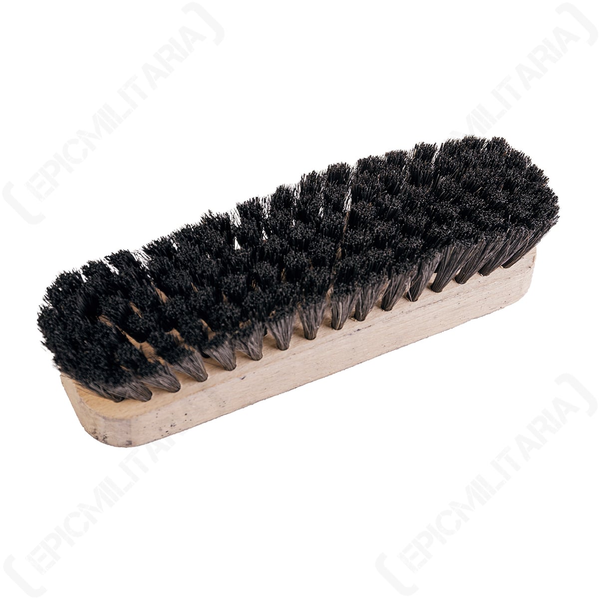 Authentic Bundeswehr military kit clothes brush showing the stiff black bristles designed for removing dirt and debris from uniforms.