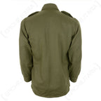 Rear view of the vintage Spanish Army field shirt, displaying the classic military cut and reinforced patches on both elbows.