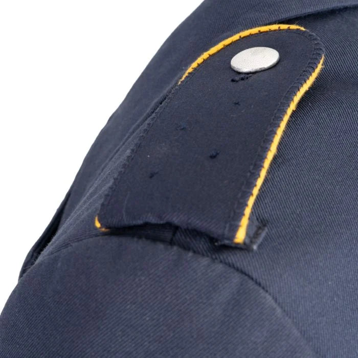 Close-up of Luftwaffe shoulder board with golden yellow piping and silver pebbled button