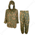 Original Soviet Russian KZS camo sniper suit jacket and matching pants set on a mannequin.