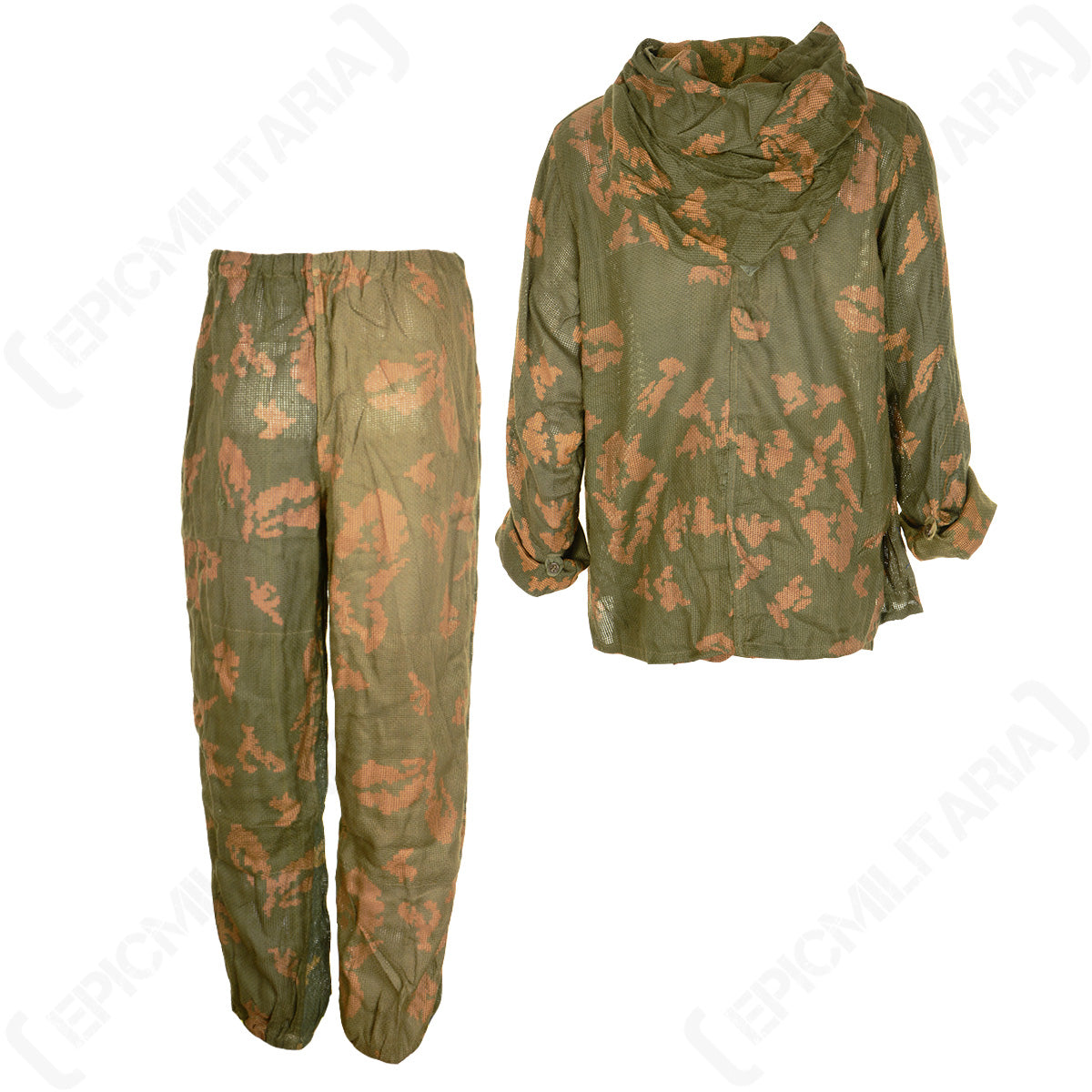 Original Russian KZS suit with the jacket hood folded down and pants positioned next to it.