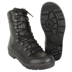 German Army combat boot with textured black leather upper and durable moulded rubber sole.