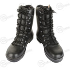 Front-facing view of a pair of German Army combat boots with black laces and robust ankle support.