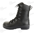 Side profile of a German Army combat boot highlighting the durable leather construction and high-cut design.