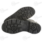 Close-up of the non-slip and oil-resistant moulded rubber soles of German Army combat boots.