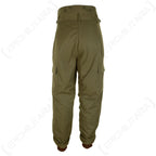 Rear view of authentic military-grade Czech M85 trousers highlighting the reinforced seat and rear cargo pocket placement.