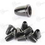 Watermarked collection of genuine British Army black bell cord ends showing the durable plastic design.