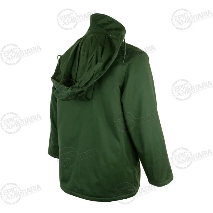 Rear three-quarter perspective of green Polizei jacket