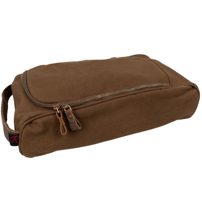 Brown Rothco Canvas Shoe Bag lying flat