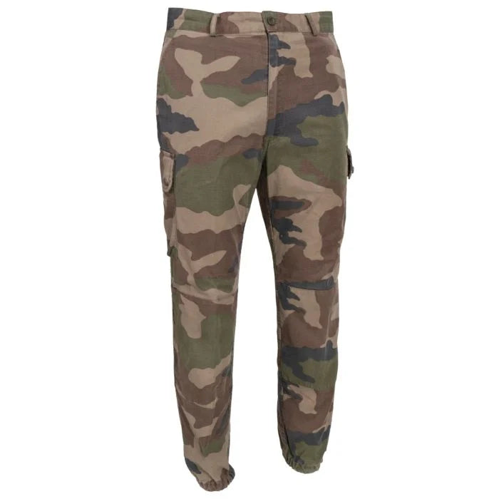 Front view of original French Army F2 CCE camouflage ripstop trousers