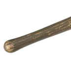 Close-up of the worn hardwood shovel handle, showing authentic field-tested character and sturdy construction.
