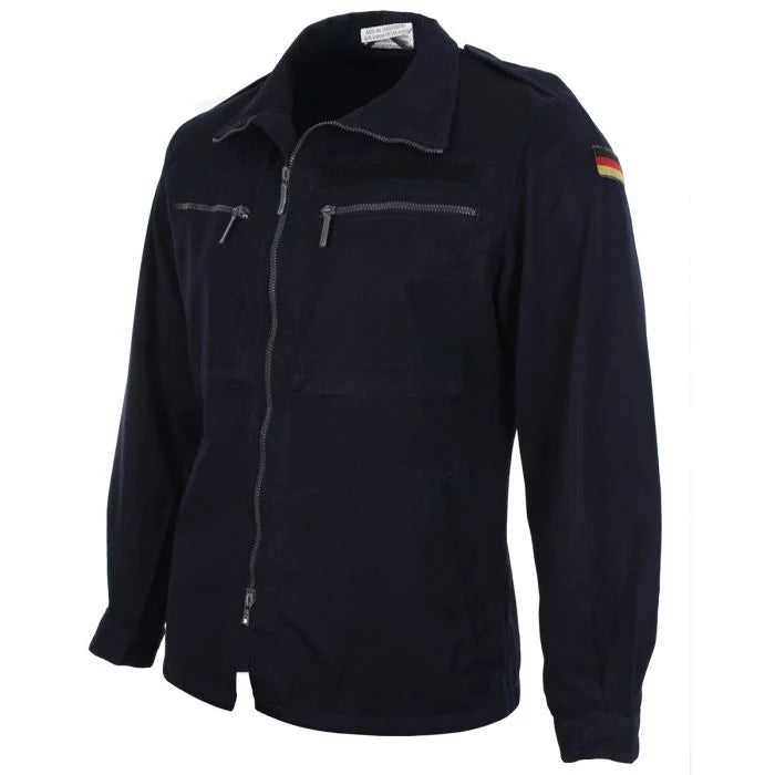 German Navy blue deck jacket side profile showing German flag patch on sleeve