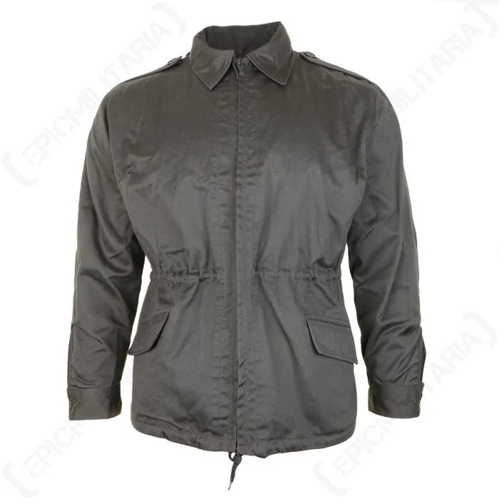 Front view of original Danish Army M71 Parka Type 2 in grey