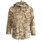 Front view of genuine British Army MTP windproof smock showing chest pockets and Canadian button fasteners