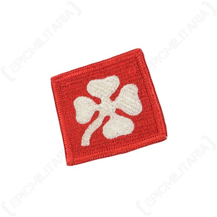 Close-up view of original US 4th Army embroidered patch fabric and stitching