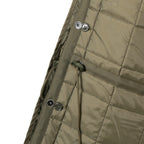 Close-up of the liner attachment toggles and drawstrings used to adjust the parka fit.