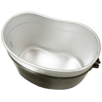 Top-down view into the main aluminum mess tin, displaying its large capacity and durable, functional construction.