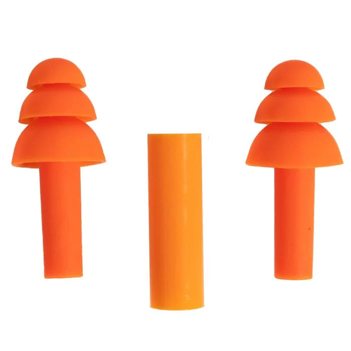 Rothco orange triple-flange silicone GI type earplugs with insertion tube