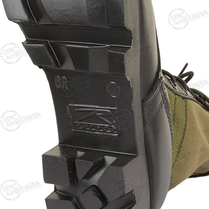 Angled side view of pair of Rothco GI style olive drab jungle boots