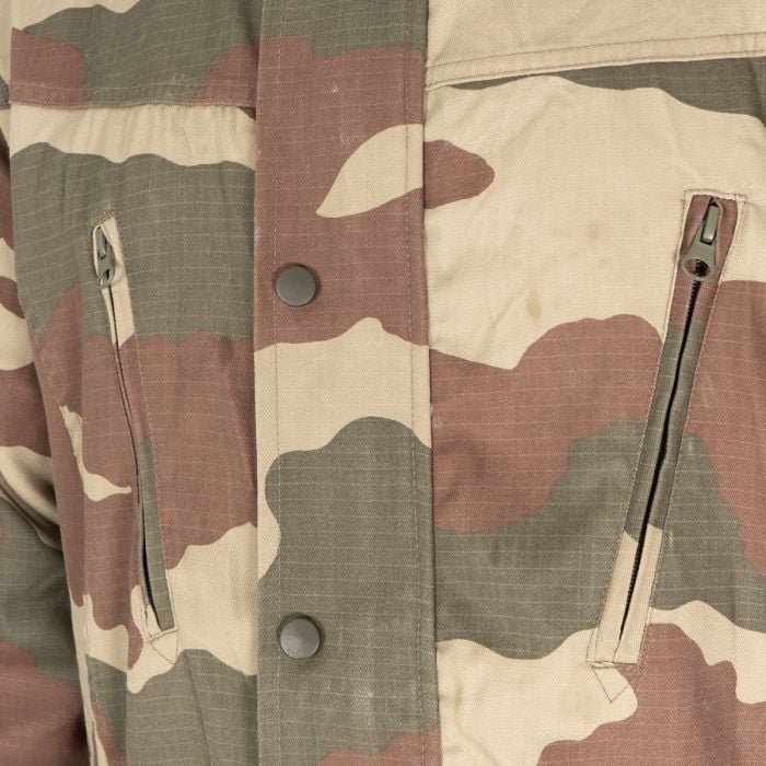 Detailed shot of zippered chest pockets and storm flap on Turkish Ripstop Parka