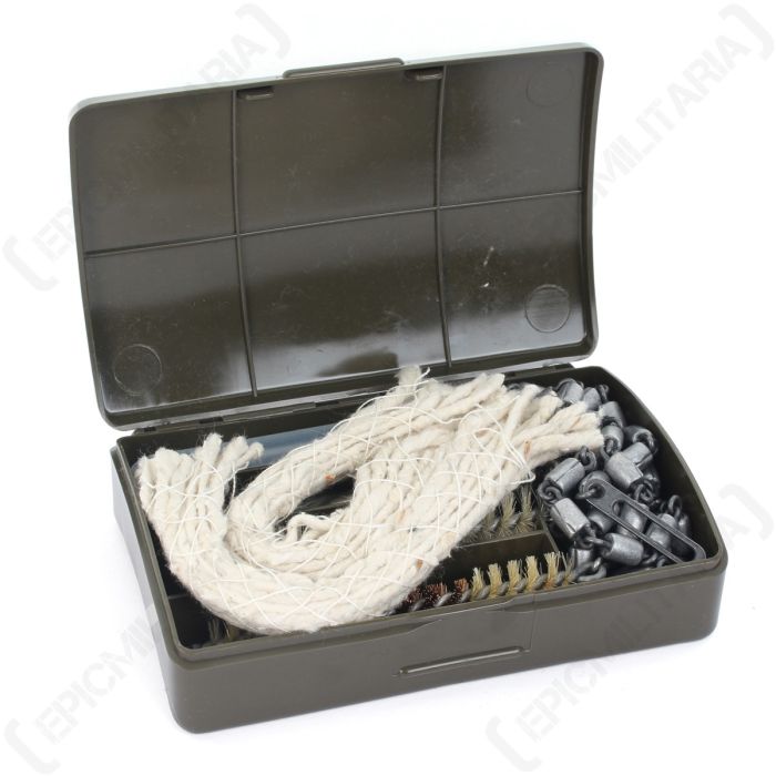 German G3 gun cleaning kit open in olive green plastic case